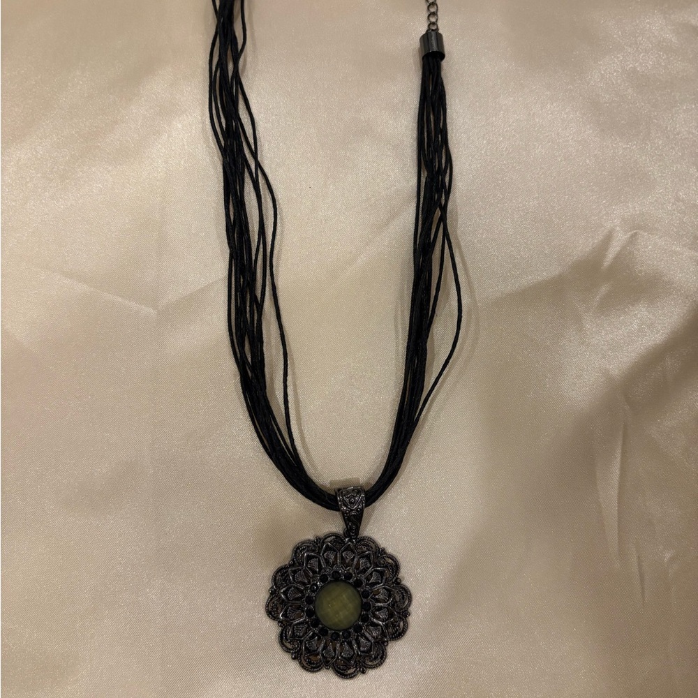 Black and Green Pendant Necklace